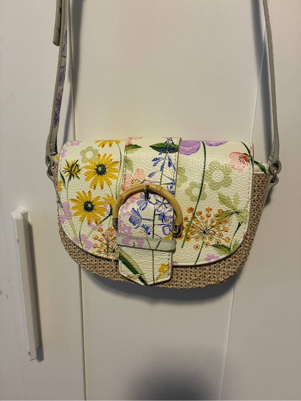 Talbots Floral straw Crossbody Bag